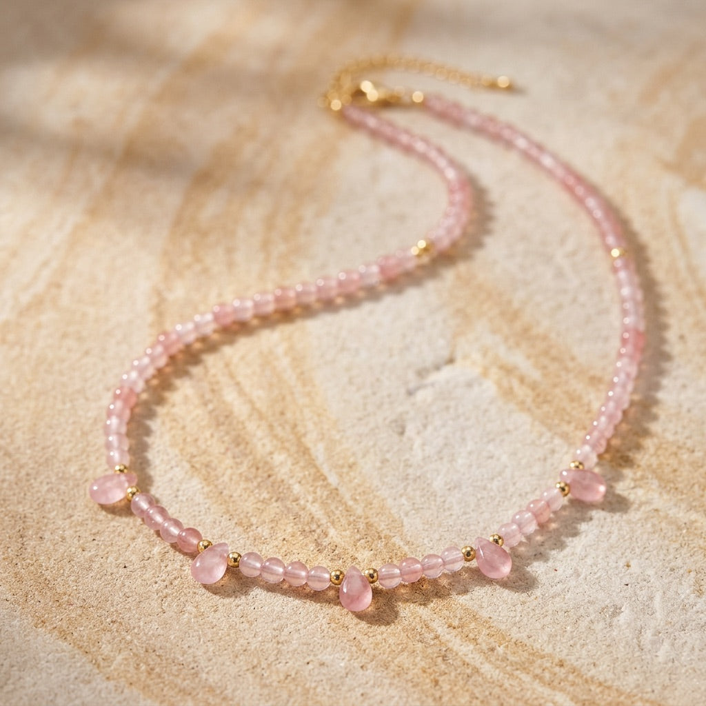 Rose Quartz Necklace "Reflection"