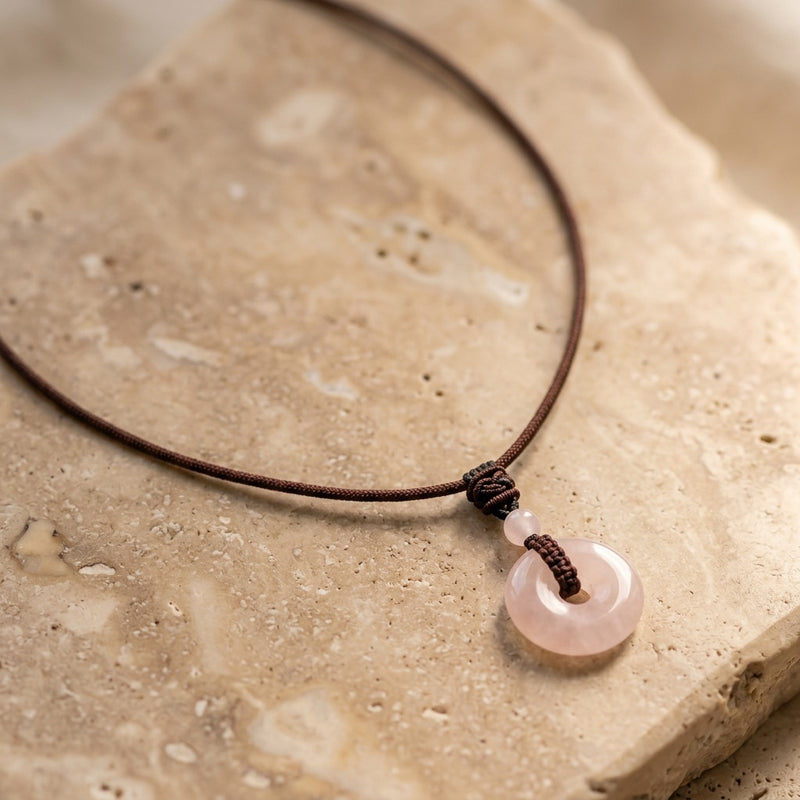 Rose Quartz Stone Pendant Orbit