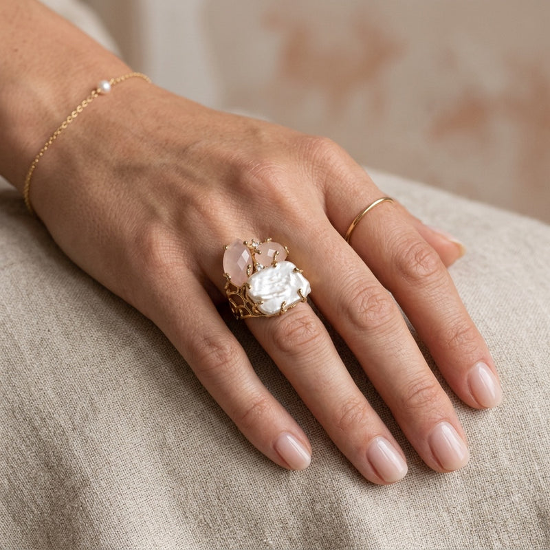 Rose Quartz Stone Ring "Diana"