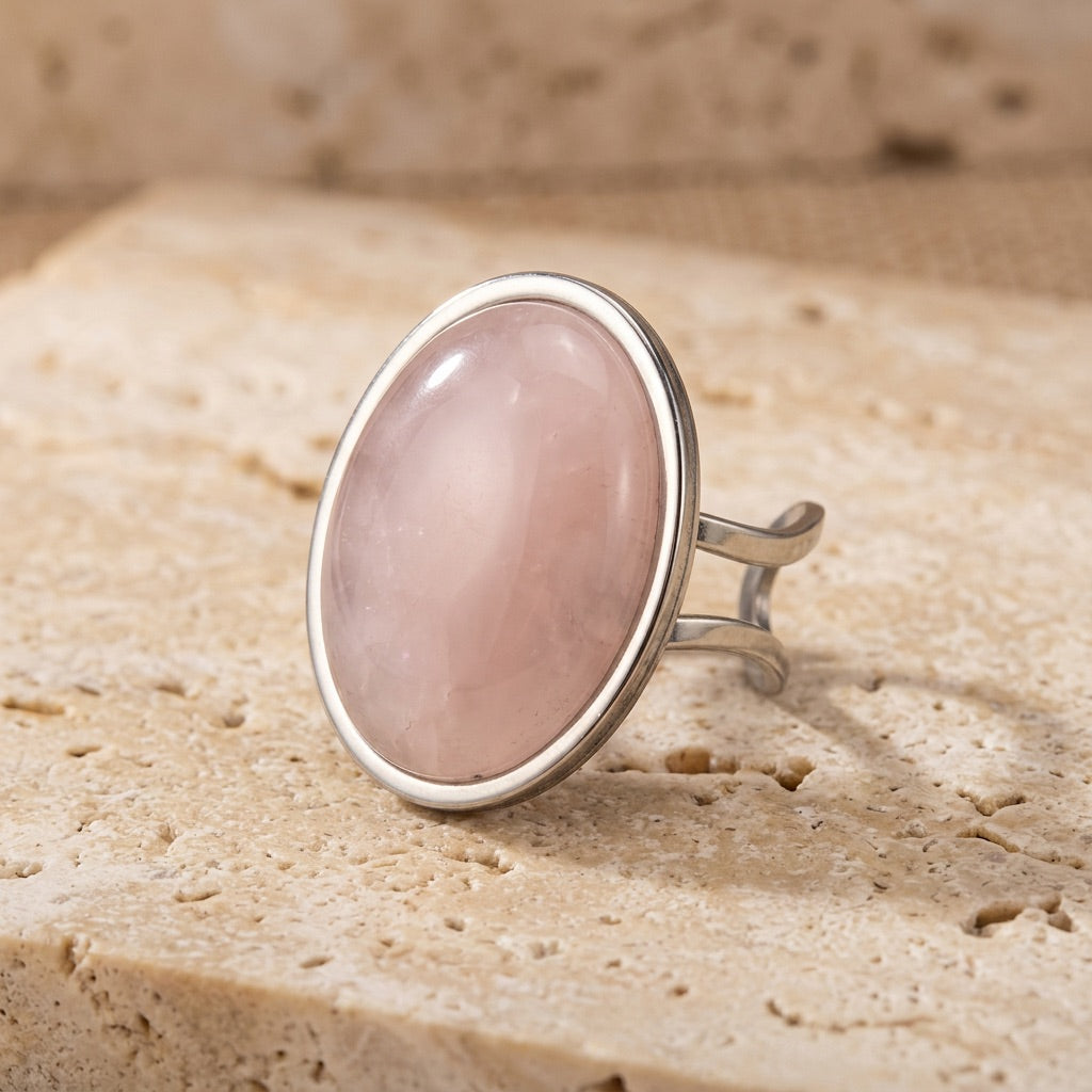 Rose Quartz Adjustable Ring "Pink Sweetness"