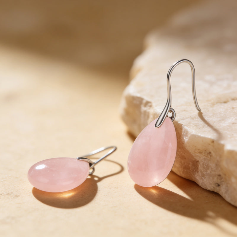 Rose Quartz Stone Earrings "Blush Eterne"