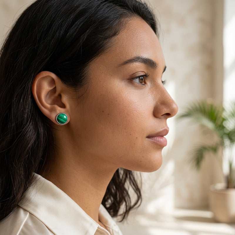 Malachite Stud Earrings "Orbita"