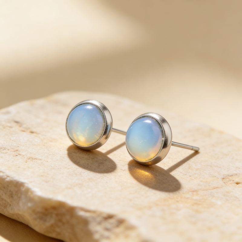 Opal Stone Stud Earrings "Orbita"