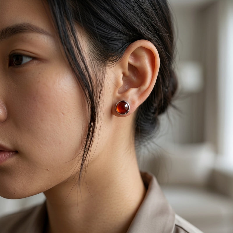 Red Agate Stud Earrings "Orbita"
