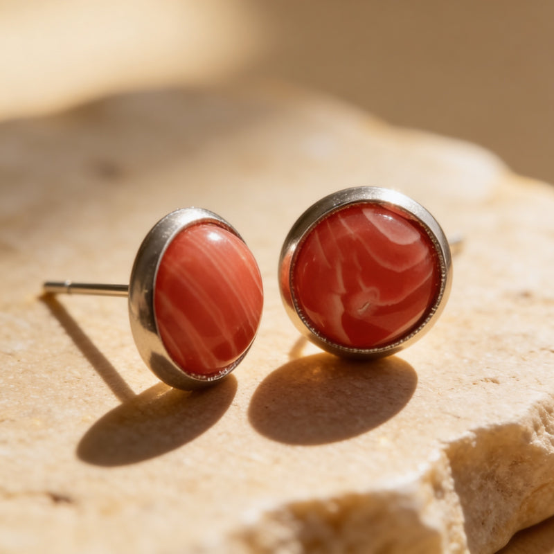 Red Malachite Stud Earrings "Orbita"