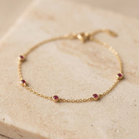 Ruby Stone Bracelet "Flame" Adjustable
