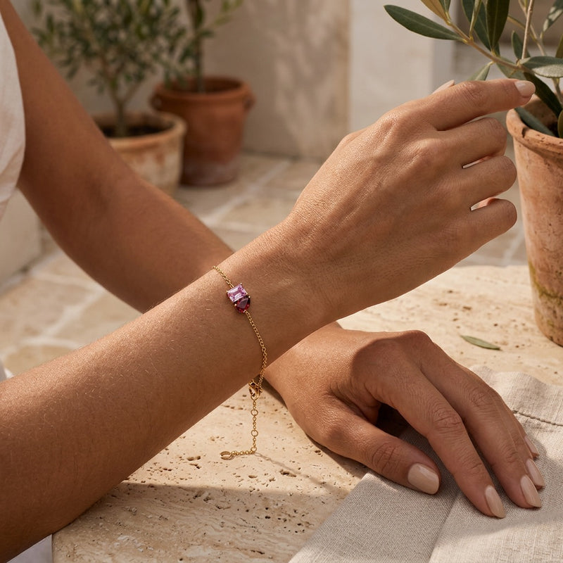 Ruby & Rose Quartz Stone Bracelet “Esmira”
