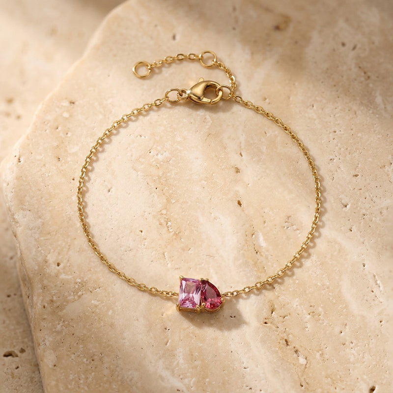 Ruby & Rose Quartz Stone Bracelet “Esmira”