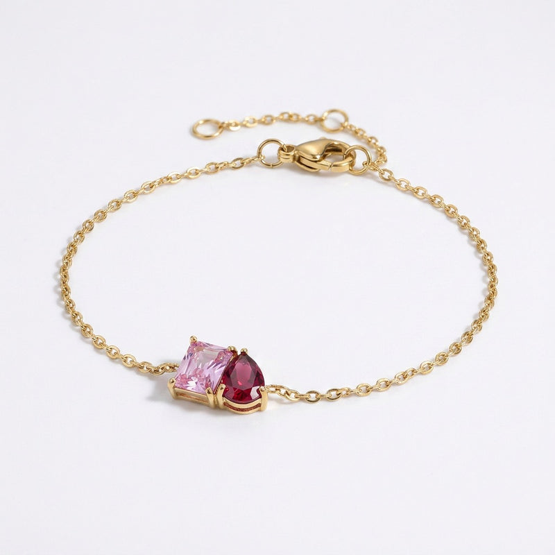 Ruby & Rose Quartz Stone Bracelet “Esmira”
