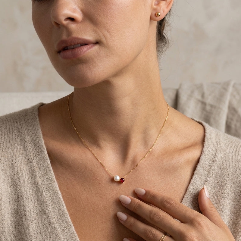Ruby and Pearl Necklace “Serenza”