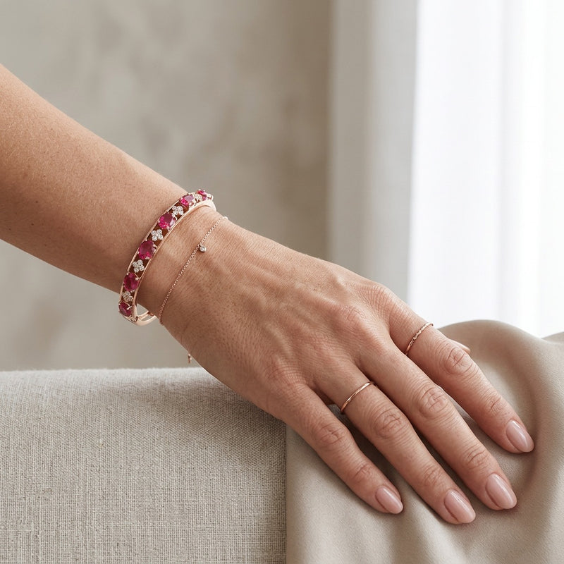 Ruby Bracelet "Velmora Crown" Rose Gold