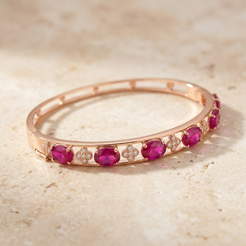Ruby Bracelet "Velmora Crown" Rose Gold