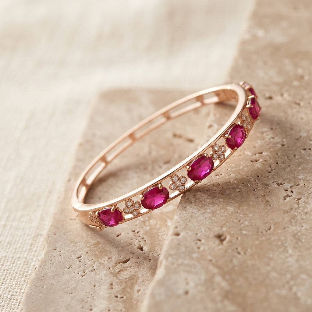 Ruby Bracelet "Velmora Crown" Rose Gold