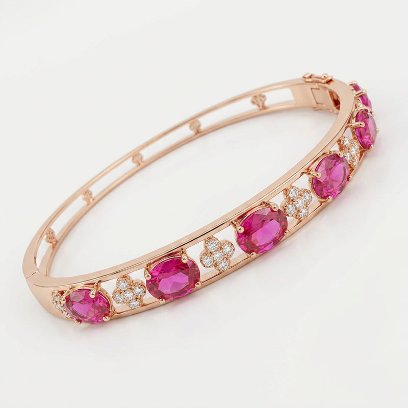 Ruby Bracelet "Velmora Crown" Rose Gold