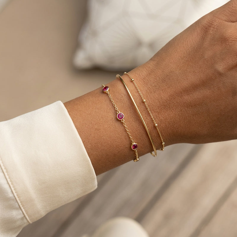 Ruby Stone Bracelet "Flame" Adjustable