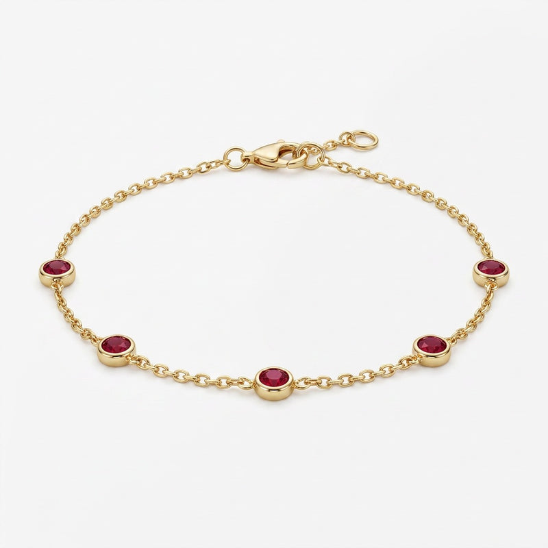 Ruby Stone Bracelet "Flame" Adjustable