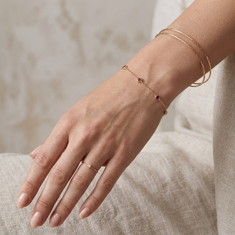 Ruby Stone Bracelet "Flame" Adjustable