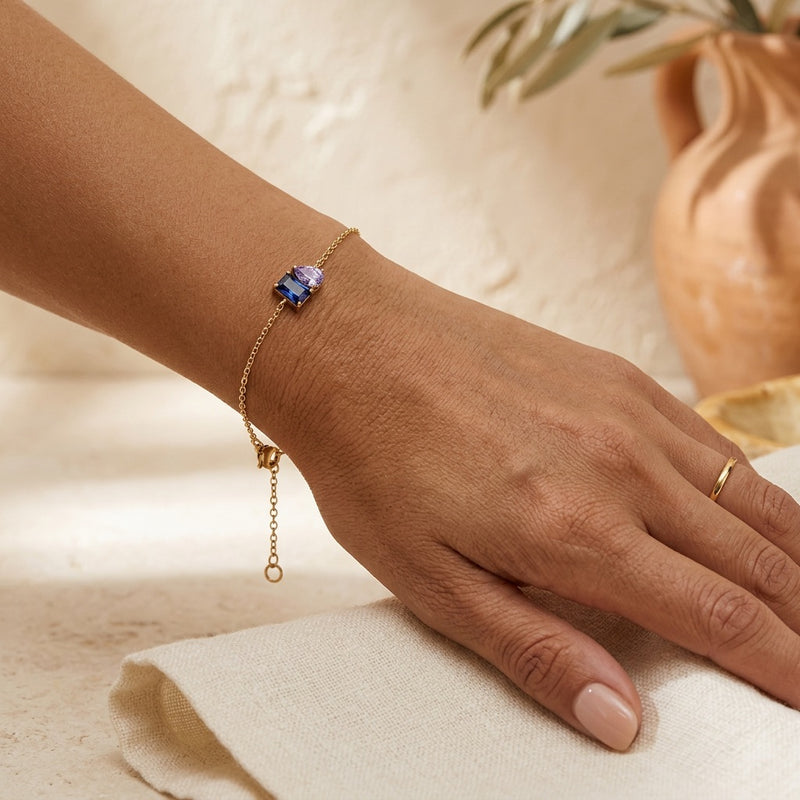 Blue Sapphire & Amethyst Stone Bracelet "Esmira"