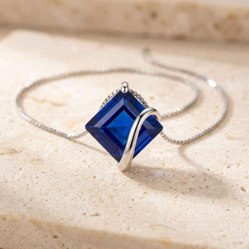Blue Sapphire Pendant Necklace “Velior”
