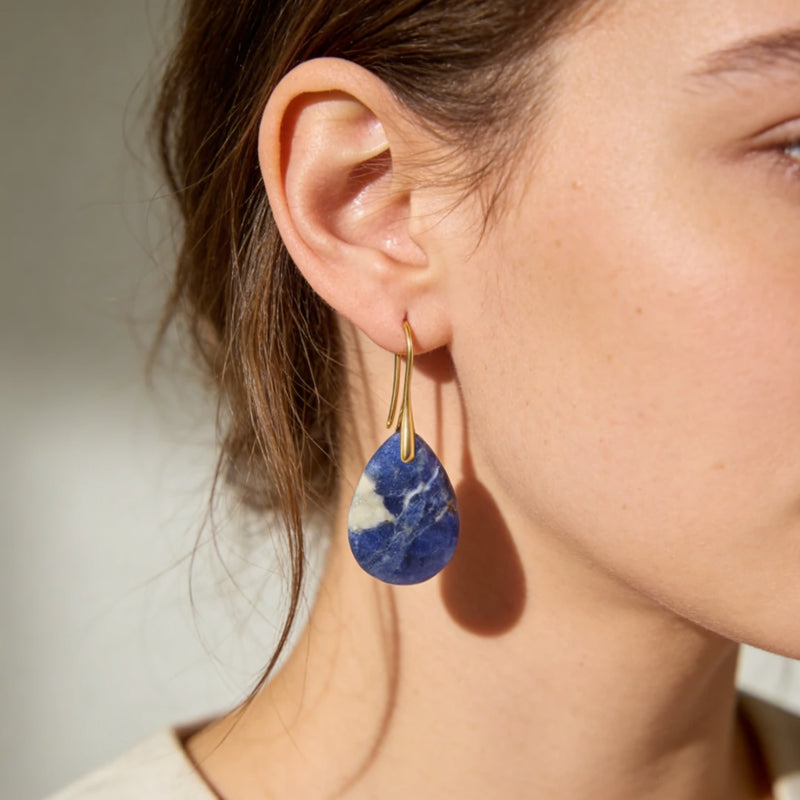 Sodalite Stone Earrings "Noctis Tide"