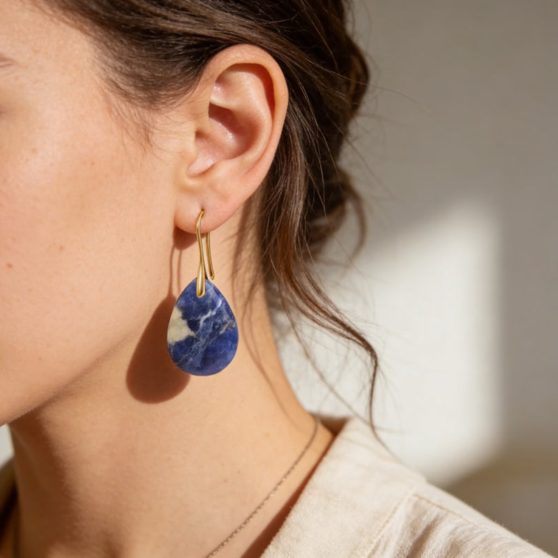 Sodalite Stone Earrings "Noctis Tide"