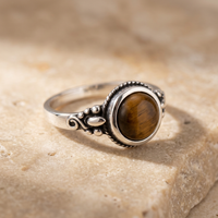 Tiger Eye Stone Ring "Solar Fang"