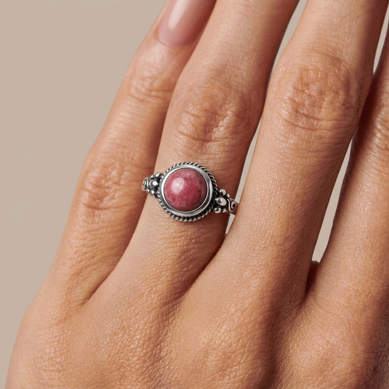 Rhodochrosite Stone Ring "Sakura"