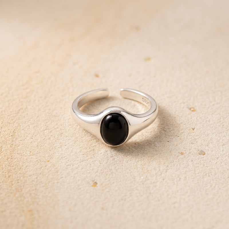 Black Tourmaline Ring "Opus" Adjustable