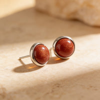 Sunstone Stone Stud Earrings "Orbita"