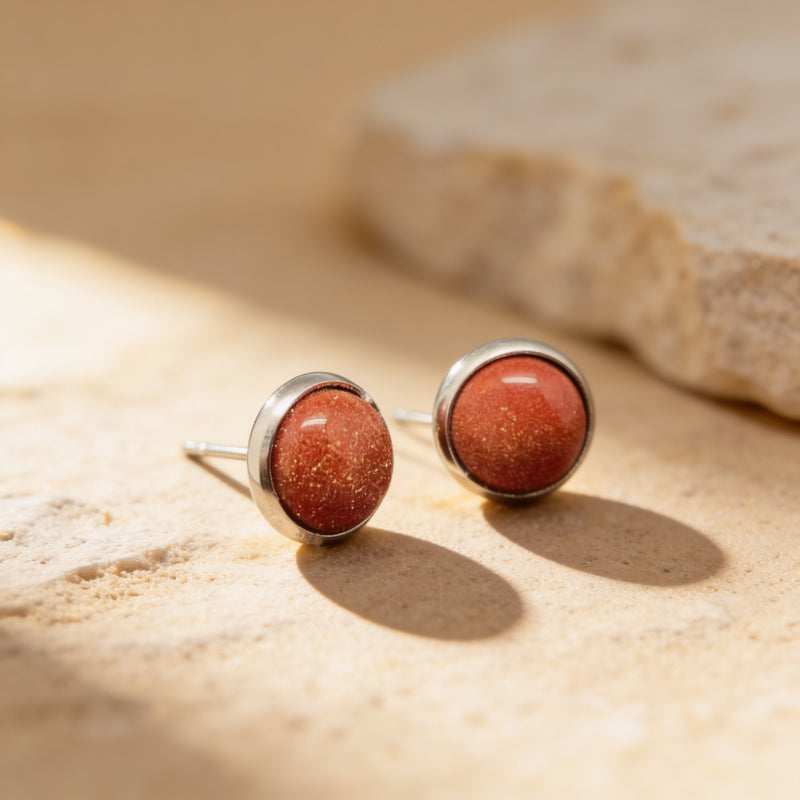 Sunstone Stone Stud Earrings "Orbita"
