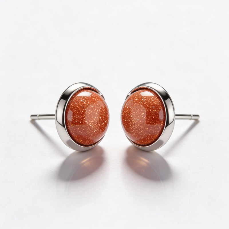 Sunstone Stone Stud Earrings "Orbita"