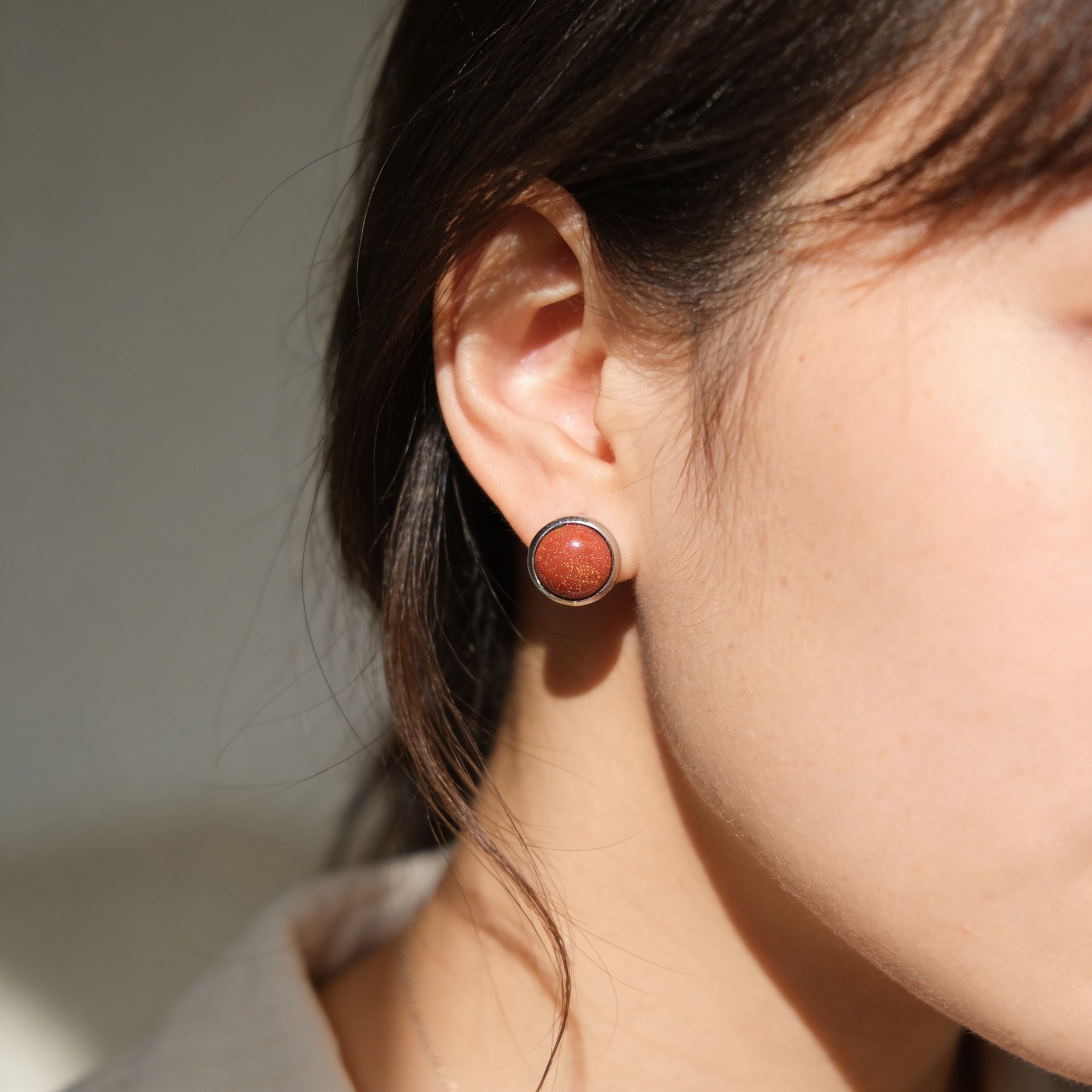 Sunstone Stone Stud Earrings "Orbita"