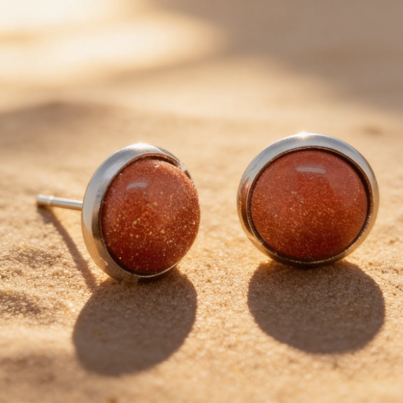 Sunstone Stone Stud Earrings "Orbita"