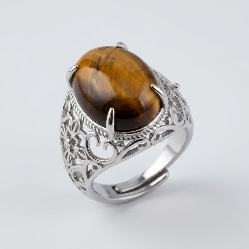Tiger Eye Stone Ring "Solaris Drift"