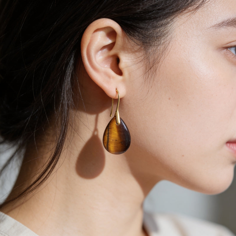 Tiger Eye Teardrop Earrings “Golden Rift”
