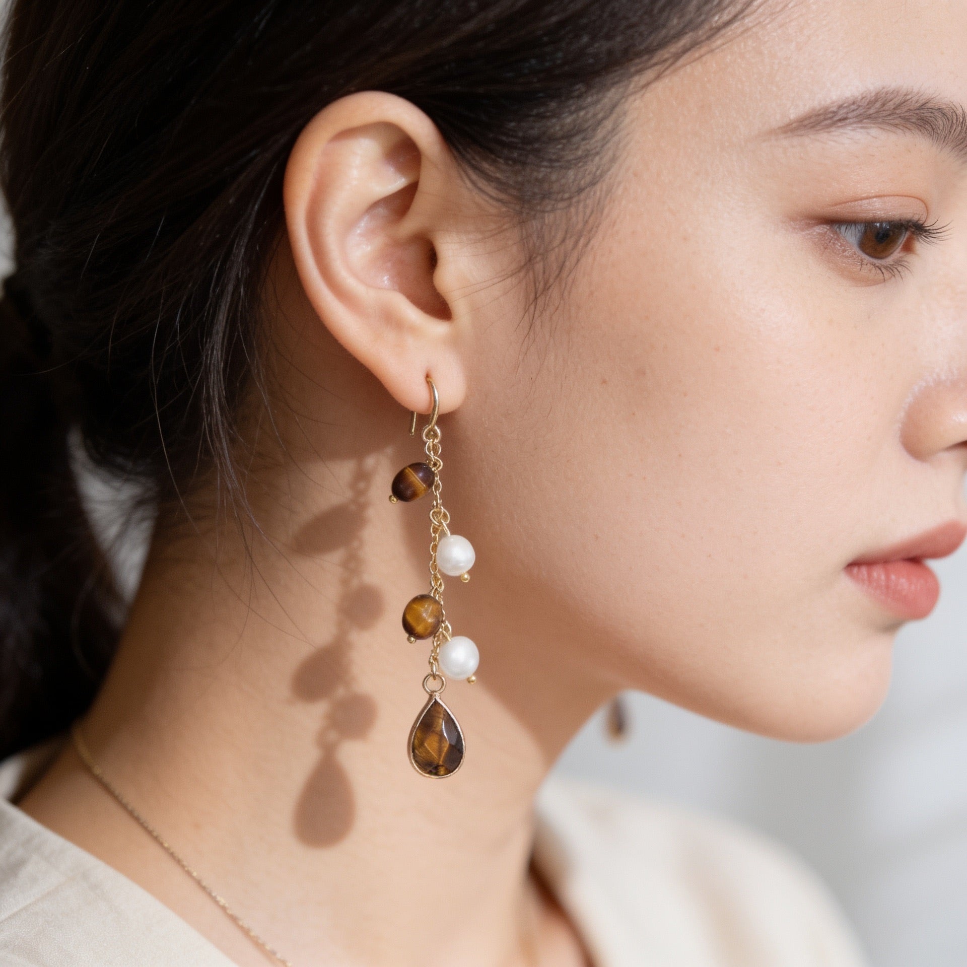Tiger Eye Stone Earrings “Mirelya”