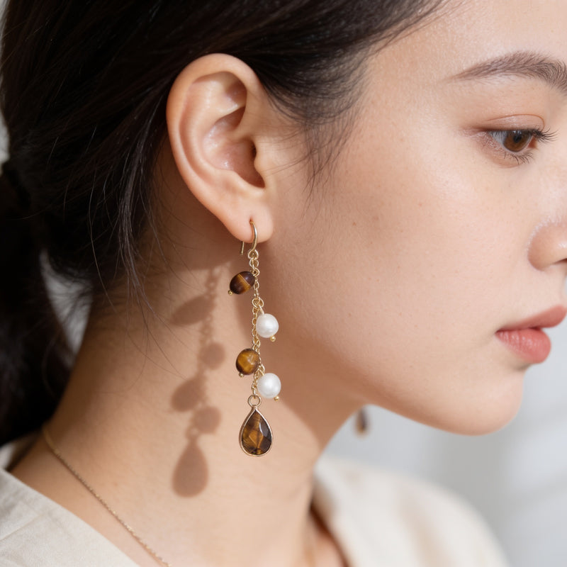 Tiger Eye Stone Earrings “Mirelya”