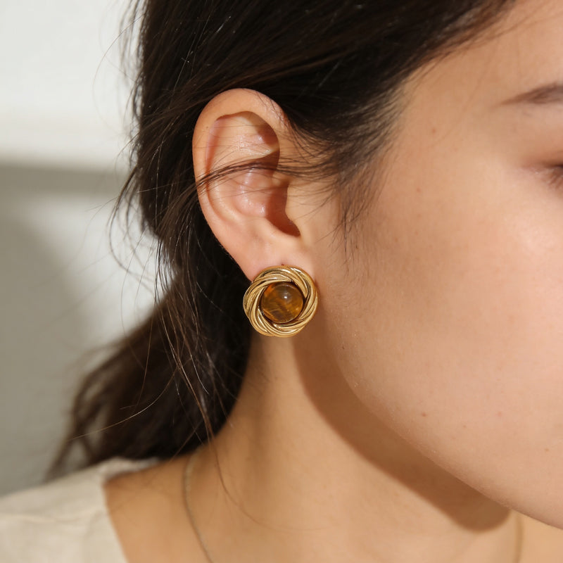 Tiger Eye Stone Earrings "Taleya"