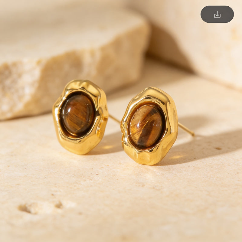 Tiger Eye Stone Earrings "Veyra"