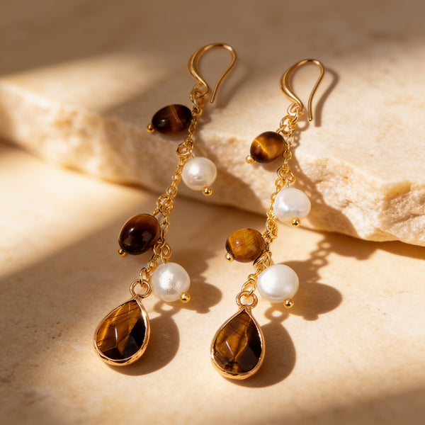 Tiger Eye Stone Earrings “Mirelya”