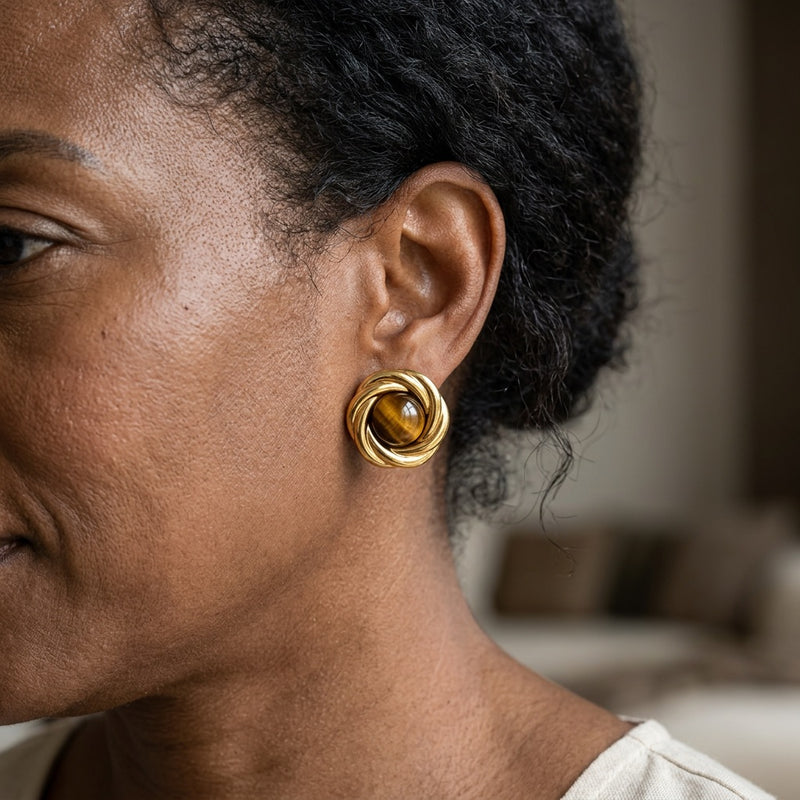Tiger Eye Stone Earrings "Taleya"