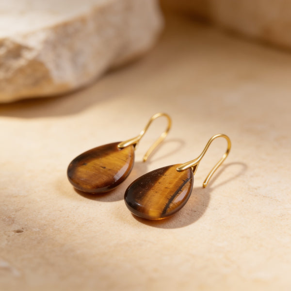 Tiger Eye Teardrop Earrings “Golden Rift”