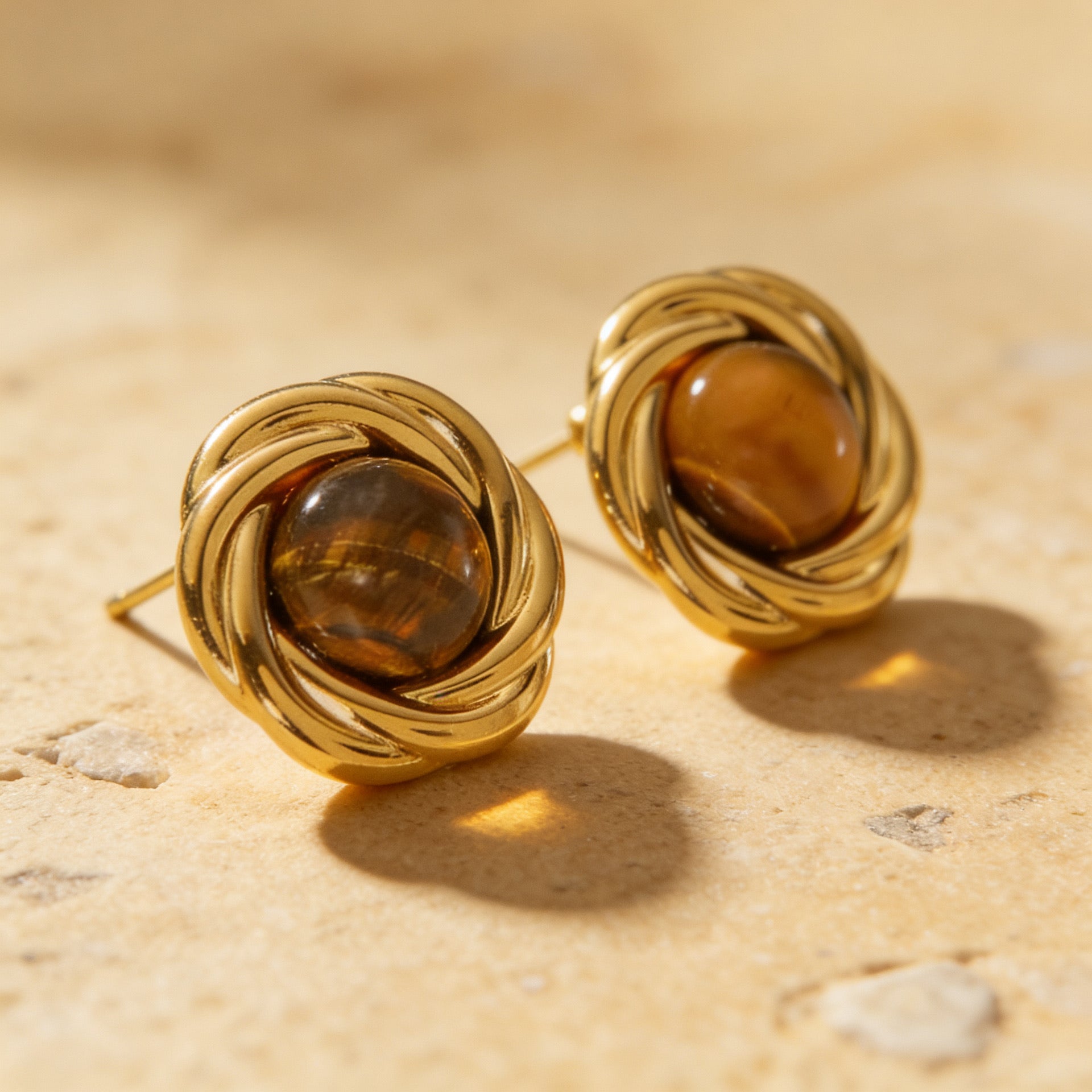 Tiger Eye Stone Earrings "Taleya"