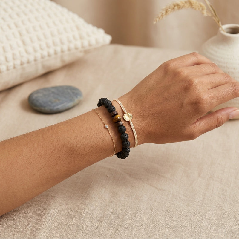 Lava Stone & Tiger Eye Bracelet "Falcon Veil"