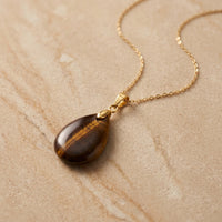 Tiger Eye Stone Necklace “Perle”