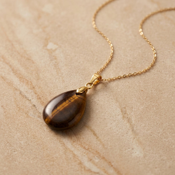Tiger Eye Stone Necklace “Perle”