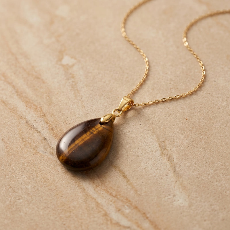 Tiger Eye Stone Necklace “Perle”