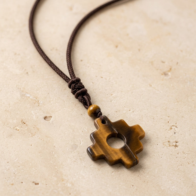 Tiger eye Necklace "Tetris"