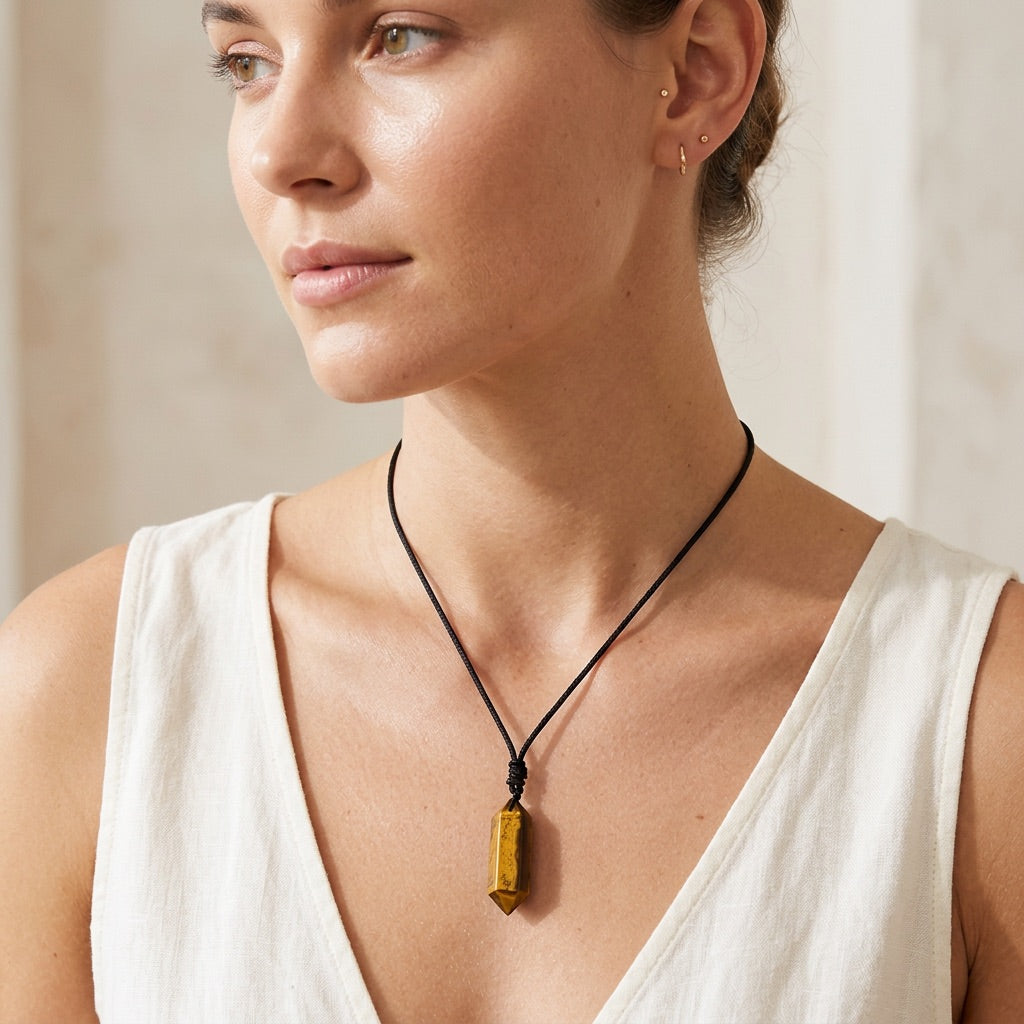 Tiger Eye Stone Necklace "Totem"