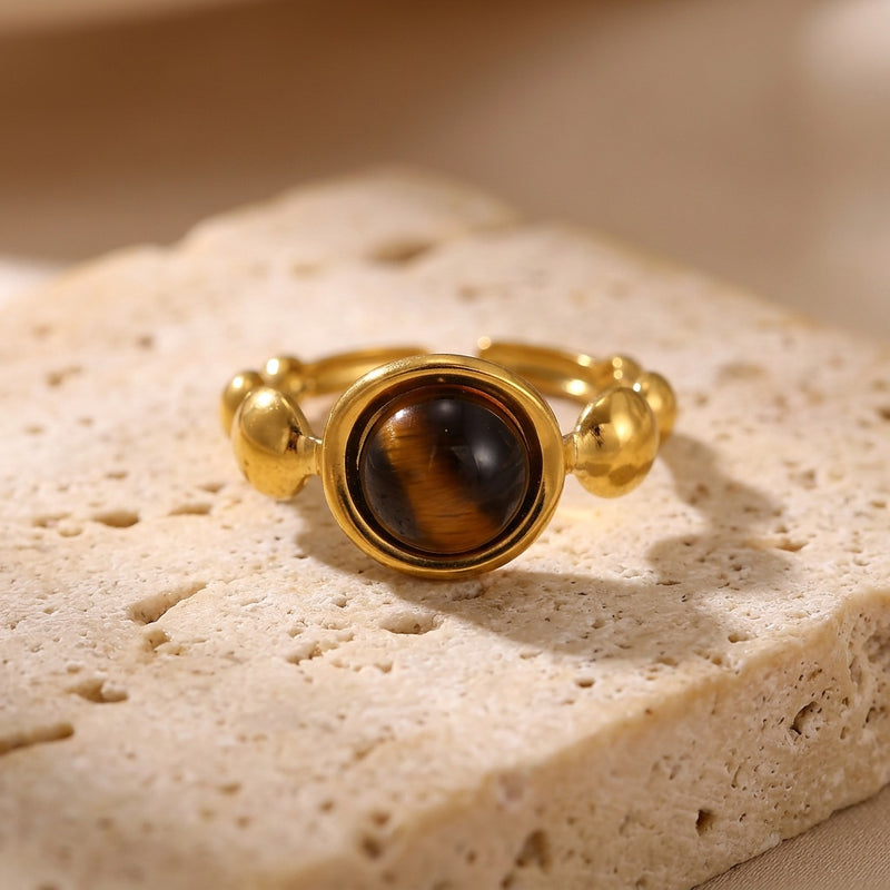 Tiger eye stone ring "Antic"